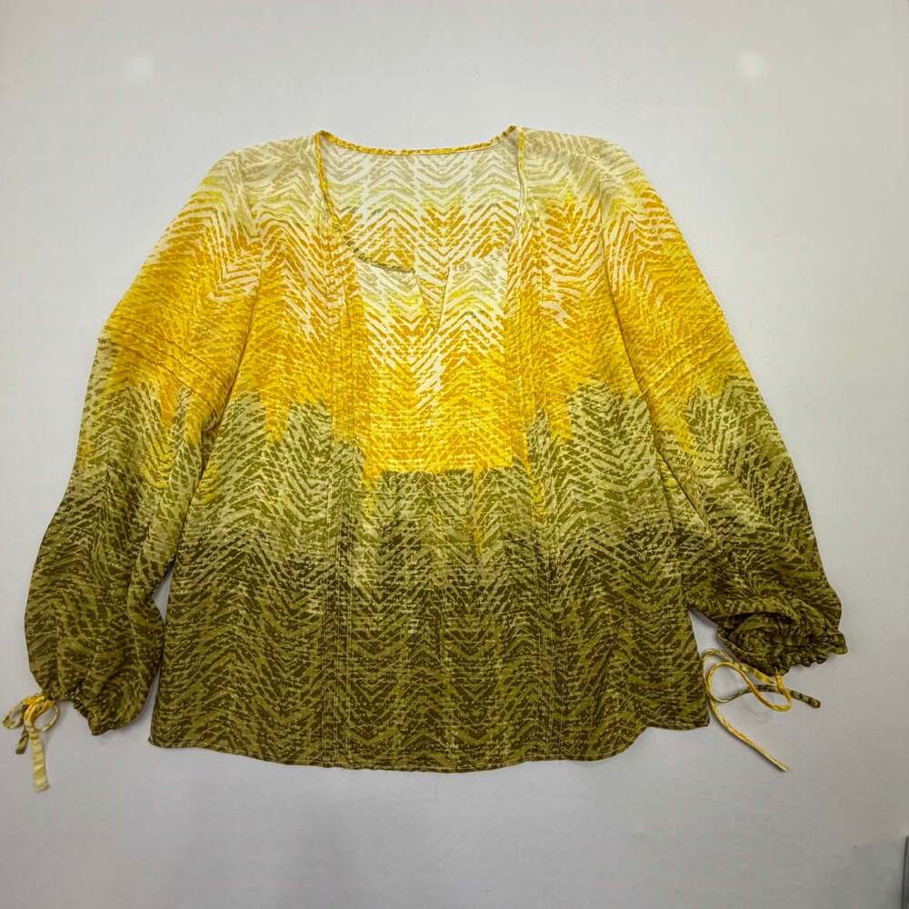 Unbranded Women's Bohemian Chevron Ombre V-Neck Long Sleeve Blouse